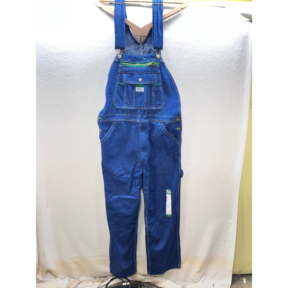 Liberty Rigid Denim Bibs Mens 34/30 Blue Cotton Work Farm Ranch‎ 3202